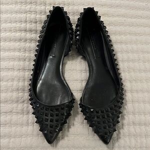 Zara Woman Black Studded Women's Flats Size 39